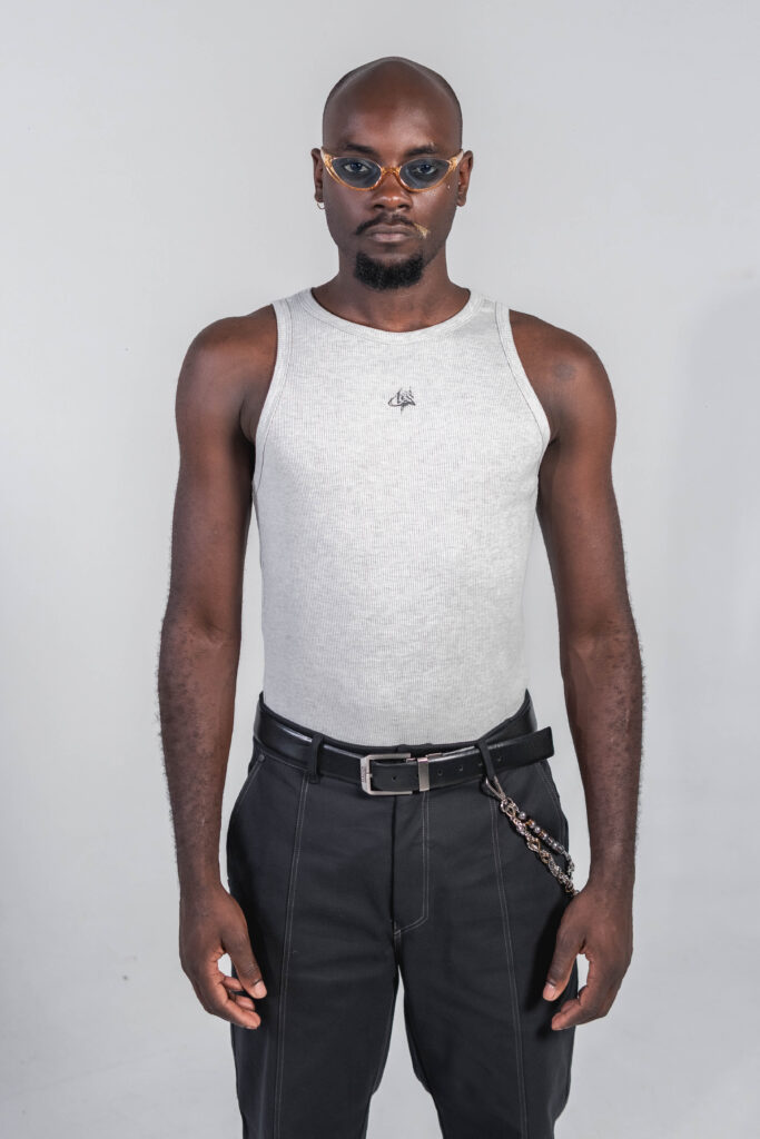 Grey tank top Esqueleto gris en rib