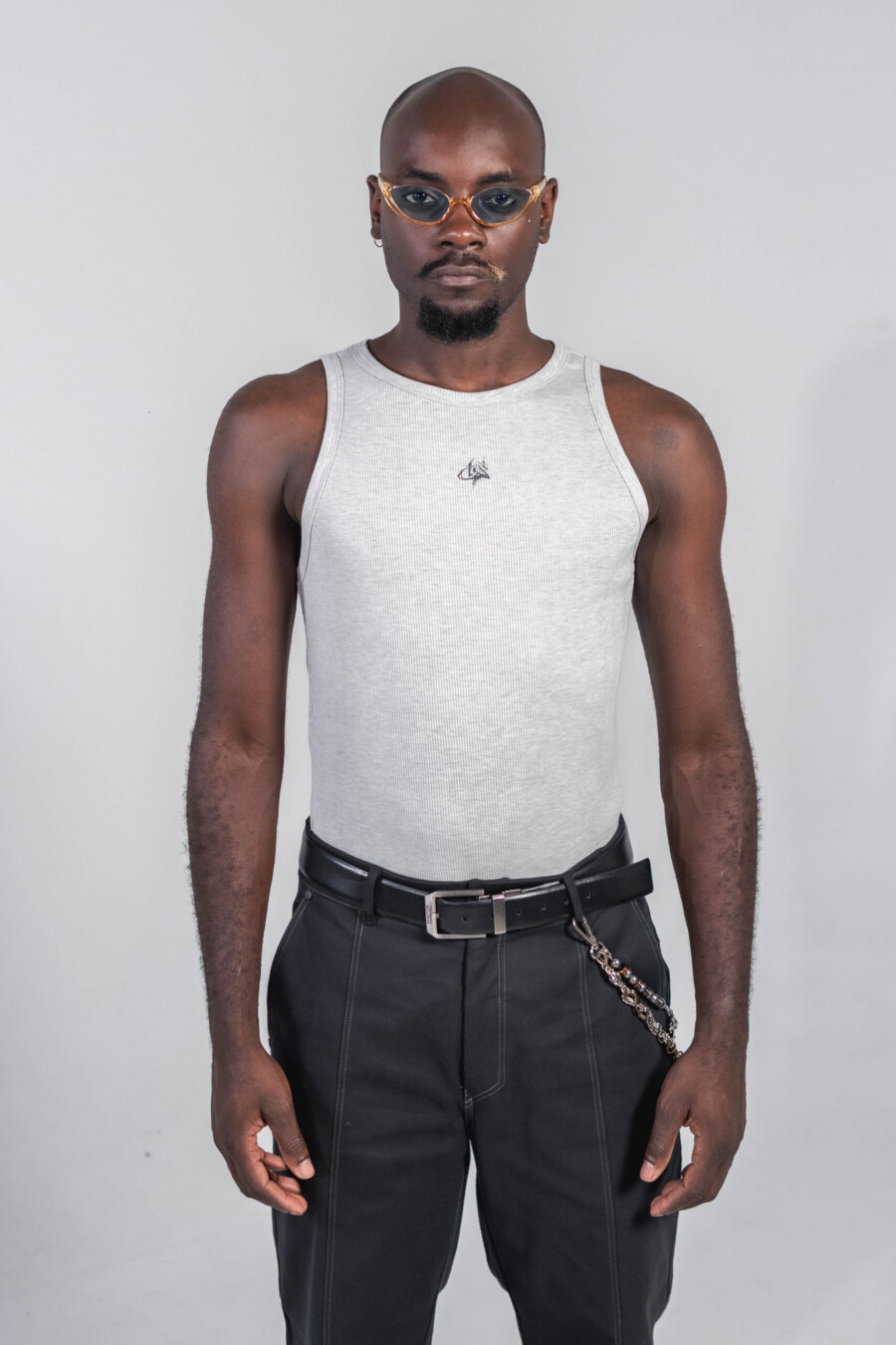 Grey tank top Esqueleto gris en rib