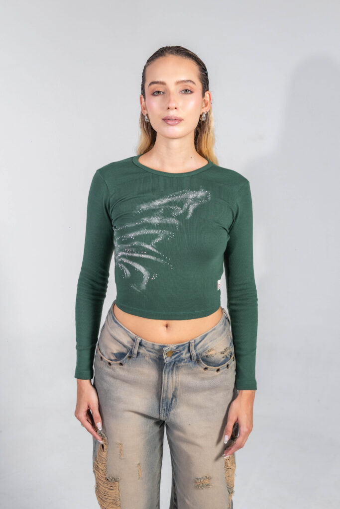 Blusa verde pino crop - Image 2