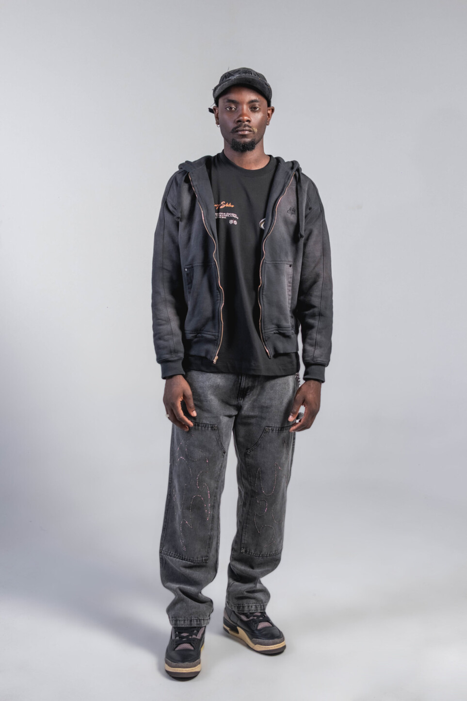 stone e/w zipper hoodie